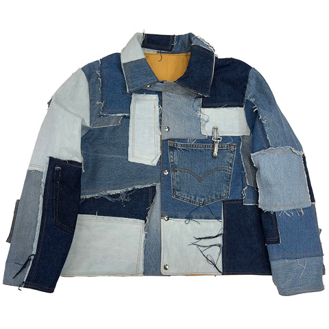 "Denim Patchwork Coat" (M)