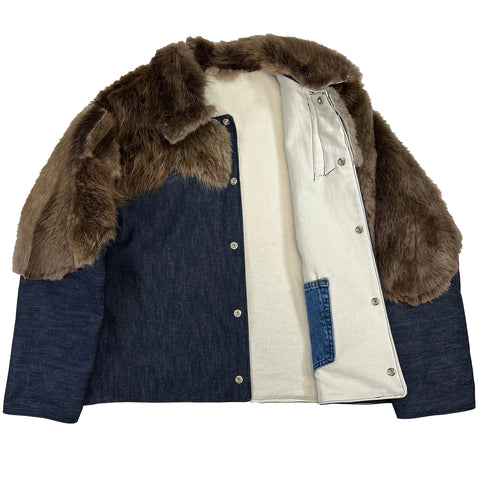 "Fur Denim Coat" (L)