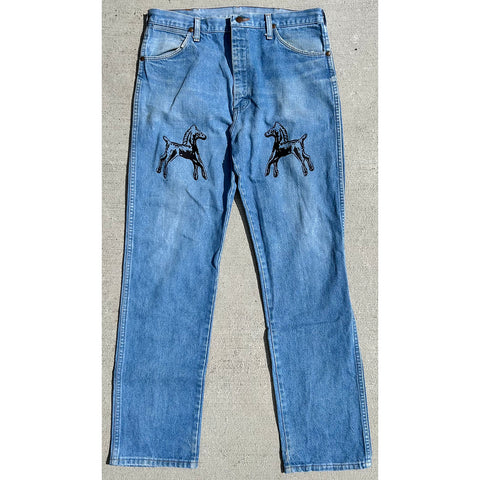 "Embroidered Jeans" (35x32)