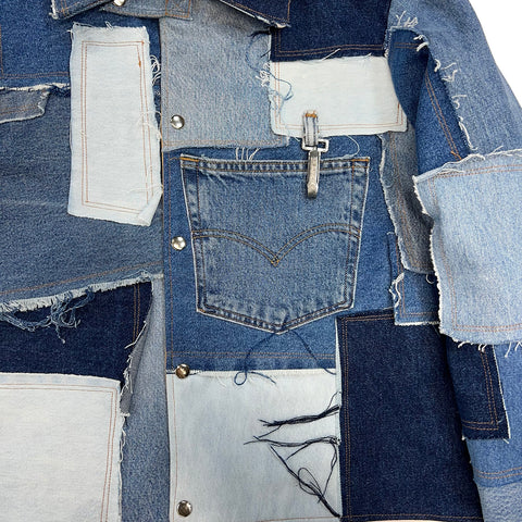 "Denim Patchwork Coat" (M)