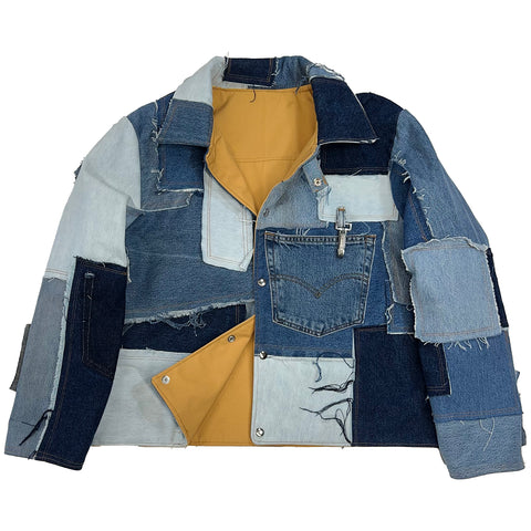"Denim Patchwork Coat" (M)
