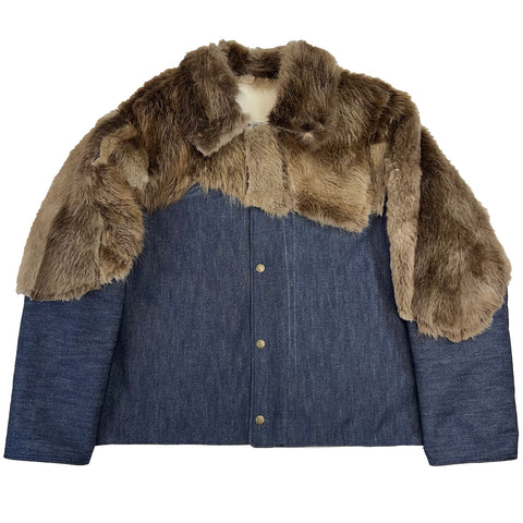 "Fur Denim Coat" (L)