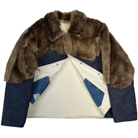 "Fur Denim Coat" (L)