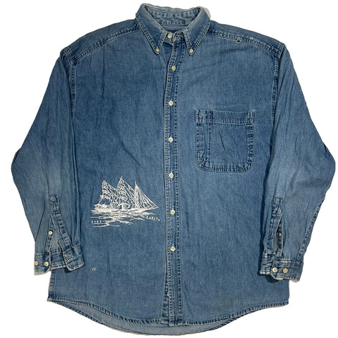 "Embroidered Button Down" (M)